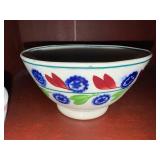 Set of 3 Vintage Stick Spatter Floral Ceramic Bowls Made in England