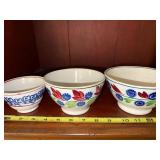 Set of 3 Vintage Stick Spatter Floral Ceramic Bowls Made in England
