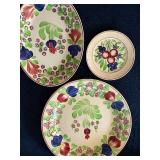 Set of 3 Hand-Painted Floral Pattern Ceramic Plates