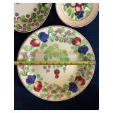 Set of 3 Hand-Painted Floral Pattern Ceramic Plates