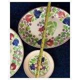 Set of 3 Hand-Painted Floral Pattern Ceramic Plates