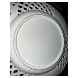 Set of 10 White Lattice Ceramic Plates, 10-Inch Diameter