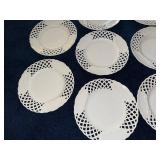 Set of 10 White Lattice Ceramic Plates, 10-Inch Diameter