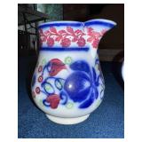 Vintage Stick Spatter Ironstone Floral Ceramic Pitchers Set of 2