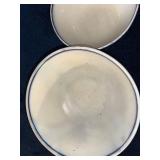 Set of 2 British Ironstone Pedestal Bowls, Flow Blue and Stick Spatter