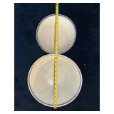 Set of 2 British Ironstone Pedestal Bowls, Flow Blue and Stick Spatter