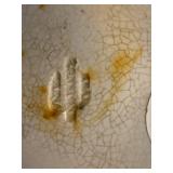 Antique Stick Spatter Ironstone Decorative Plates with Floral and Bird Patterns