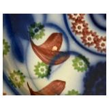 Set of 3 Vibrant Antique Stick Spatter Ironstone Floral Pattern Ceramic Bowls