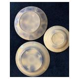 Set of 3 Vibrant Antique Stick Spatter Ironstone Floral Pattern Ceramic Bowls