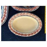 Antique Stick Spatter Ironstone Platters Ceramic Dishes Set - Floral & Geometric Patterns