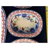 Antique Stick Spatter Ironstone Platters Ceramic Dishes Set - Floral & Geometric Patterns