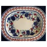 Antique Stick Spatter Ironstone Platters Ceramic Dishes Set - Floral & Geometric Patterns