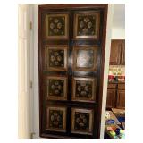 Antique Decorative Hand Painted Wooden Door Panel with Floral Design