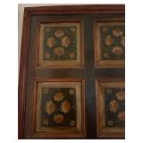Antique Decorative Hand Painted Wooden Door Panel with Floral Design