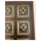 Antique Decorative Hand Painted Wooden Door Panel with Floral Design
