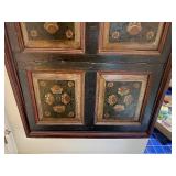 Antique Decorative Hand Painted Wooden Door Panel with Floral Design