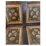 Antique Decorative Hand Painted Wooden Door Panel with Floral Design