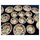 Antique Stick Spatter Hand Painted Petrus Regout & Villeroy & Boch Dinner Plates