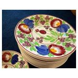 Antique Stick Spatter Hand Painted Petrus Regout & Villeroy & Boch Dinner Plates
