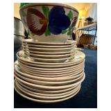 Antique Stick Spatter Hand Painted Petrus Regout & Villeroy & Boch Dinner Plates