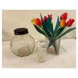 Vintage Glass Jar Collection: Jumbo Peanut Butter, Wyeth, and Floral Vase