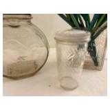 Vintage Glass Jar Collection: Jumbo Peanut Butter, Wyeth, and Floral Vase