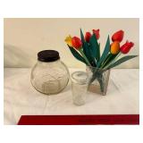Vintage Glass Jar Collection: Jumbo Peanut Butter, Wyeth, and Floral Vase