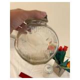 Vintage Glass Jar Collection: Jumbo Peanut Butter, Wyeth, and Floral Vase