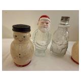 Vintage Glass Character Bottles & Snowman Shakers Set