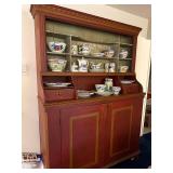 Antique Red Painted Hutch - Contents not included
