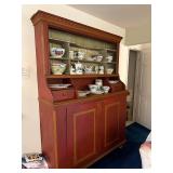 Antique Red Painted Hutch - Contents not included