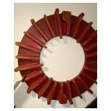 Vintage Industrial Wooden Mold - Red Circular Design
