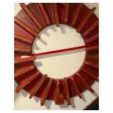 Vintage Industrial Wooden Mold - Red Circular Design