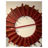 Vintage Industrial Wooden Mold - Red Circular Design