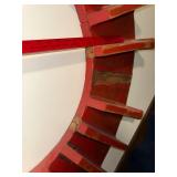 Vintage Industrial Wooden Mold - Red Circular Design