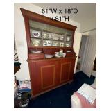 Antique Red Painted Hutch - Contents not included