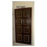 Antique Decorative Hand Painted Wooden Door Panel with Floral Design