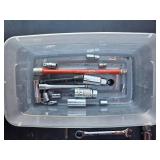 Assorted sockets, wrenches, and craftsman torque wrench