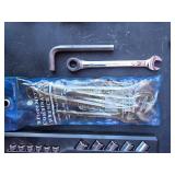 Assorted sockets, wrenches, and craftsman torque wrench