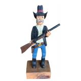 P - Set of 3 Hand Carved Wooden Cowboy Figurines by Pobbies Crafty Crafts