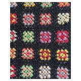 P - Vintage Hand-Crocheted Granny Square Afghan