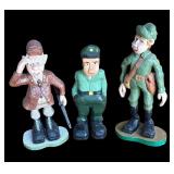 P - Set of 3 Hand Carved Wooden Military Figurines by Pobbies Crafty Crafts