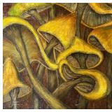 P - Original Mushroom Motif Painting by Pearl Charlson
