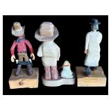 P - Set of 3 Pobbies Crafty Crafts Hand-Carved Western Figurines