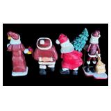 P - Set of 4 Hand-Carved Wooden Santa Figurines by Pobbie Crafty Crafts