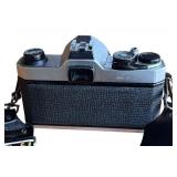 P - Pentax Asahi K1000 Camera with 3 Lenses and Rollei & Toshiba Flashes