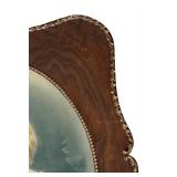 P - Antique Framed Portrait Print of Child with Blue Bow