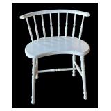 P - Vintage White Wood Vanity Chair with Curved Backrest