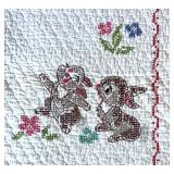 P - Vintage Needlepoint Quilt with Woodland Animals