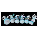 P - Set of 6 Vintage Wooden Angel Musician Figurines with Blue Wings